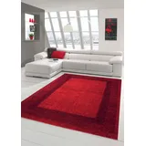 Traum Designer Teppich Moderner Teppich Wohnzimmer Teppich Velours Kurzflor Teppich mit Winchester Bordüre in Rot Größe 120x170 cm