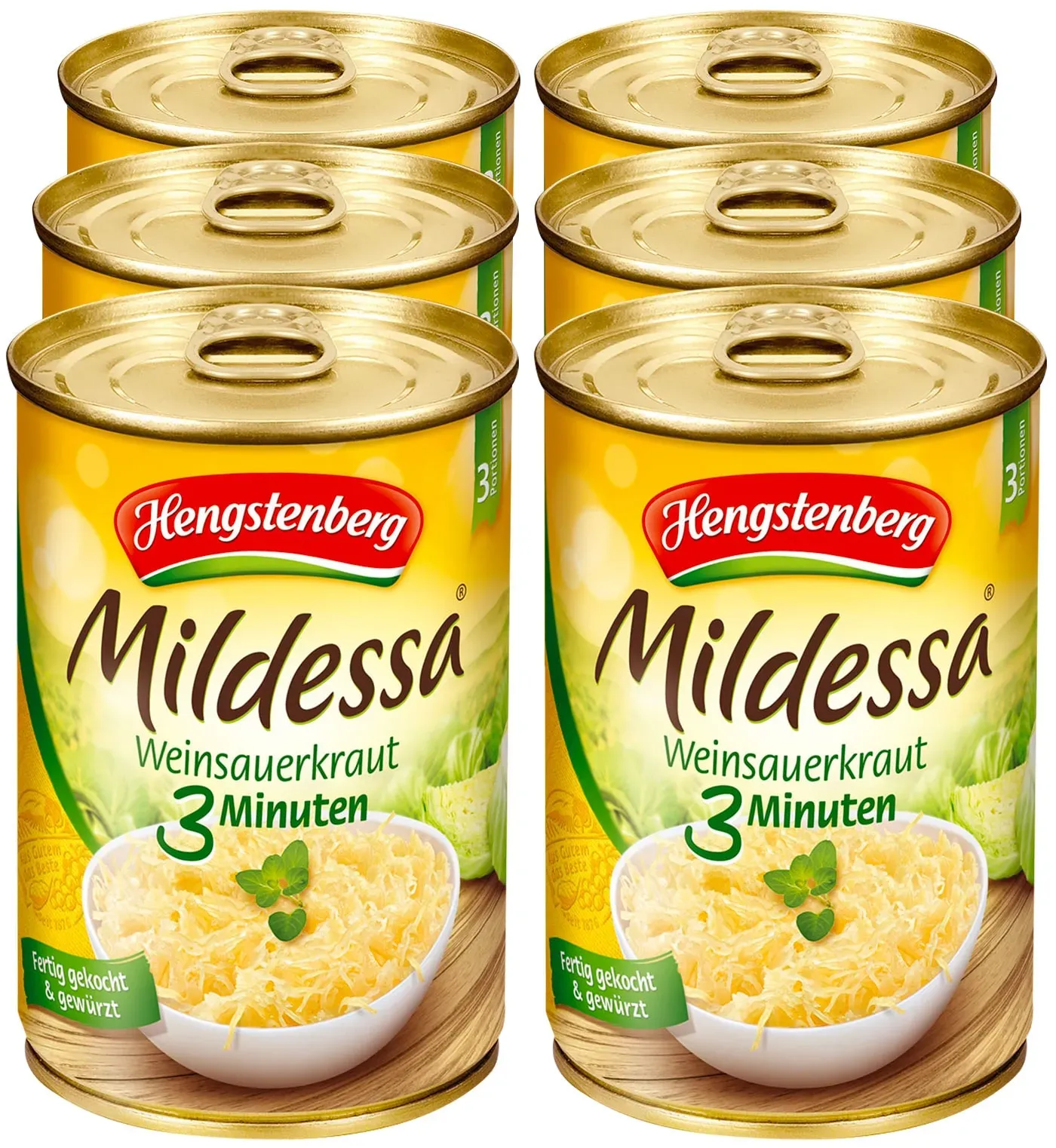 Hengstenberg Mildessa 3 Min. Sauerkraut 400 g, 6er Pack