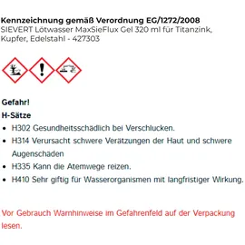 Sievert Lötwasser MaxSieFlux Gel 320ml f.Titanzink,Kupfer,VA