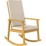 Outsunny Schaukelstuhl aus Akazienholz Schaukelsessel mit hoher Rückenlehne Kissen, Gartenstuhl bis 160 kg Outdoor Relaxstuhl Schwingsessel für Garten Balkon Hof Terrasse 60 x 89 x 107 cm Beige   Aosom