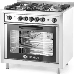 HENDI Gasherd, 5 Brenner, mit Elektroofen, 14,3 kW, BTH 688 x 951 x 1070 mm
