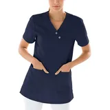 CLINIC DRESS Schlupfkasack Damen Kasack leicht tailliert V-Ausschnitt 2 Seitentaschen Seitenschlitze 50% Lyocell 95° Wäsche Navy 36 - 36