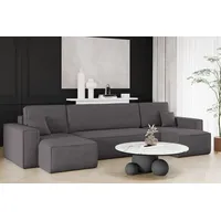 Kaiser Möbel Ecksofa mit schlaffunktion und bettkasten, Sofa U-form, Couch U-form BEST Cord Dunkelgrau - Dunkelgrau