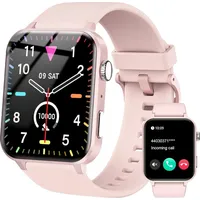 Smartwatch Damen Herren 1,85 Zoll Uhren Fitnessuhr Sportuhr mit Schrittzähler Herzfrequenzmonitor Schlafmonitor Fitness Tracker Wasserdicht Rosa - Rosa