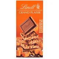 Lindt Schokolade Grand Plaisir Caramel & Fleur de Sel | 150 g Tafel | Feinherbe Schokolade mit knusprigen Karamell-Stückchen und einem Hauch von Meersalz | Schokoladentafel | Schokoladengeschenk