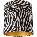 QAZQA Velours Lampenschirm Zebra Design 40/40/40 Gold innen