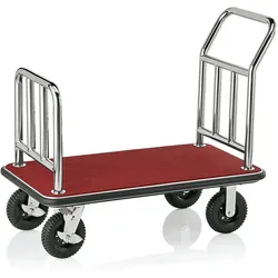 WAS Germany - Gepäckwagen, 113 x 61,5 x 98 cm, silberfarben, roter Teppich, Edelstahl