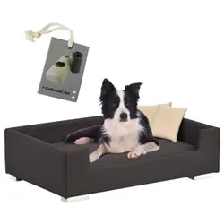 Rohrschneider Hundesofa mit Gratis-Beigabe, Hundecouch Kunstleder braun