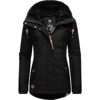 Ragwear Damen warme kurze Winterjacke mit Kapuze Monade Intl Black22 Gr. L - L