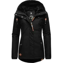 Ragwear Damen warme kurze Winterjacke mit Kapuze Monade Intl Black22 Gr. L - L