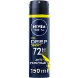 NIVEA MEN Deep Sport Deospray 150 ml, Deodorant für Herren, angereichert mit Aktivkohle für 72h Schutz, Deodorant Antitranspirant Spray für Sport
