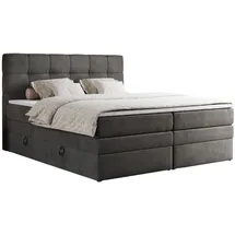 MKS Meble Boxspringbett, Dunkelgrau, Textil, 2-Sitzer, H4, Rechteckig, 140x200 cm Schlafzimmer, Betten, Boxspringbetten