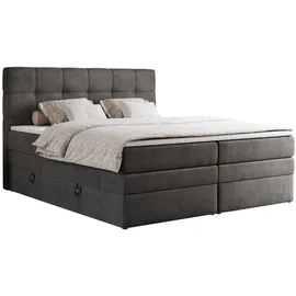 MKS Meble Boxspringbett, Dunkelgrau, Textil, 2-Sitzer, H4, Rechteckig, 140x200 cm Schlafzimmer, Betten, Boxspringbetten