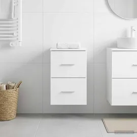 vidaXL Badezimmerschrank Inzwischen 30 x 35 x 50 cm Weiß Spanplatte/Massivholz