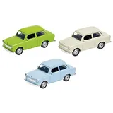 GoKi 4013594122078 Fahrzeuge Trabant 601, Spritzguss, 3-fach sortiert