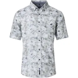 Kurzarmhemd CASAMODA "CASAMODA Freizeithemd Kurzarm Print", Herren, Gr. 5XL, Normalgrößen, beige, 100% Baumwolle, bedruckt, lässig geschnitten, Hemden
