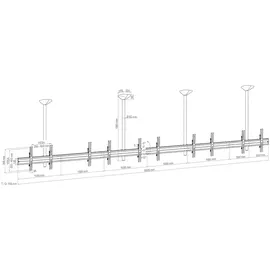 Hagor comPROnents® Menuboard Deckenhalterung für 5 Displays 46-65 Zoll