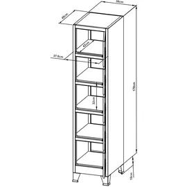 [en.casa] Schließfachschrank Stahl 180x38x45 cm Grau 5 Türen abschließbar