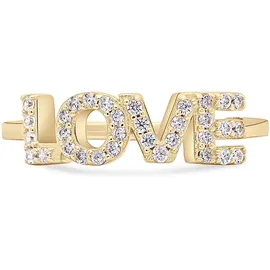 TAMARIS Fingerring Schmuck Geschenk Ring Love, mit Zirkonia (synth) gelb|goldfarben 54