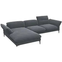 FLEXLUX Ecksofa Salino, Funktionssofa mit Recamiere, Relaxsofa, Ecksofa, Sofa mit Arm- und Kopfteil-Verstellungen, Kaltschaum & Stahl-Wellen grau