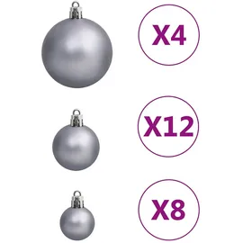 vidaXL 111-tlg. Weihnachtskugel-Set Weiß und Grau Polystyrol
