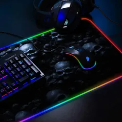 Titanwolf RGB Gaming Mauspad, Mousepad XL 800 x 300mm verbessert Präzision & Geschwindigkeit, Skulls