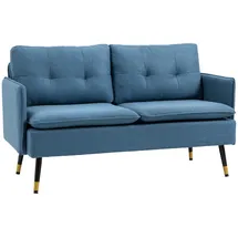 Homcom Sofa, mit Dickem Kissen, Leinenoptik, Polstersofa mit Stahlbeine, Modernes Doppelsofa für Wohnzimmer, Schlafzimmer, Dunkelblau