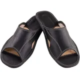 Baffiks Herren Leder Pantoffeln Offene Zehen Naturleder Lederpantoffeln Männer Pantoletten Mann Elegante Haus (Schwarz, eu_footwear_size_system, adult, men, numeric, medium, numeric_47) - 47 EU