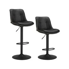 VASAGLE Barhocker 2er Set mit Rückenlehne tintenschwarz