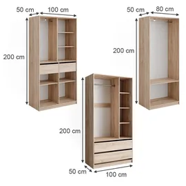 Vicco Kleiderschrank Elmo 280 x 200 x 50 cm Braun