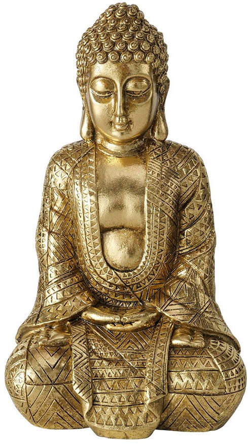 Wohndekoration Buddha Figur Wohnzimmer Dekofigur, Skulptur Asiatisch, Kunstharz gold, LxBxH 12x10x20 cm