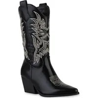 VAN HILL Damen Cowboystiefel in Schwarz,