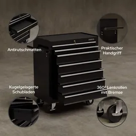 Arebos Werkzeugwagen Stahl 660 mm schwarz leer