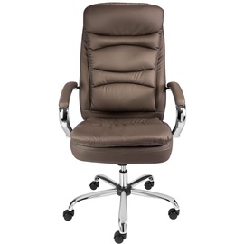 TPFLiving bequemer XXL Bürostuhl Chefsessel XXL belastbar bis 210 kg, braun | Wippfunktion + Fixierfunktion | stabile Castor Rollen - Braun