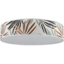 BRITOP LIGHTING Deckenleuchte "HOJA", grün (weiß, grün, kupferfarben), Ø 58cm H: 13cm, Lampen, Lampenschirm befestigt an Magneten, laminierte Tapete mit Acrylblende