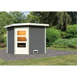 Karibu Mikka terragrau inkl. moderne Saunatür
