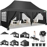 COBIZI Pavillon 3x3 Wasserdicht Stabil Faltpavillon 3x3 Profi mit 4 Seitenteilen Gartenpavillon Gartenlauben Faltbar UV-Schutz 50+ Partyzelt für Strand Hochzeit Camping, Grau