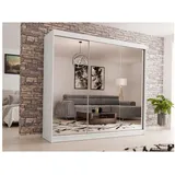 Beautysofa Schiebetürenschrank DEBRA II mit Schubladen, Spiegeln und Kleiderstange weiß 240 cm