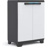 Keter Linear Kunststoffschrank, Niedrig, Hellgrau/Schwarz/Blau, 68 X 39 X 90 Cm
