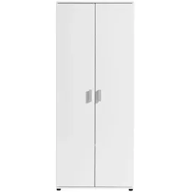 home collective Mehrzweckschrank Weiß Holz, Echtholz, 4 Fächer, 35x184x75 cm Waschküche, Mehrzweckschränke