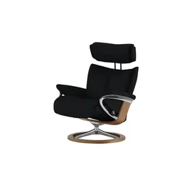 Stressless Relaxsessel mit Hocker Leder 82 x 112 x 78 cm Schwarz