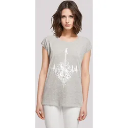 T-Shirt F4NT4STIC "Gitarre Herzschlag", Damen, Gr. XXL, grau (erdgrau), Obermaterial: 100% Baumwolle, casual, regular fit, Rundhals, Kurzarm ohne Bündchen, Shirts, Premium Qualität