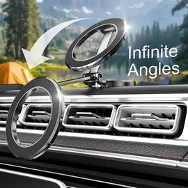 casativo-tech Auto Smartphone-Halterung MagSafe komp., silber, 360° drehbar, einfache Montage, sichere KFZ-Handy-Magnethalterung für iPhone 16,15,14,13,12