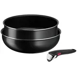 Tefal - Pfannen-Set 3 Stk. INGENIO EASY COOK & CLEAN BLACK - Schwarz