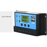 Uadme PWM Solarladeregler, 30A 12V/24V Solarpanel-Controller, Solar Laderegler mit LCD Bildschirm und Dual USB Port, Solar Panel Batterie Regler, für Blei Säure Batterien OPEN AGM GEL