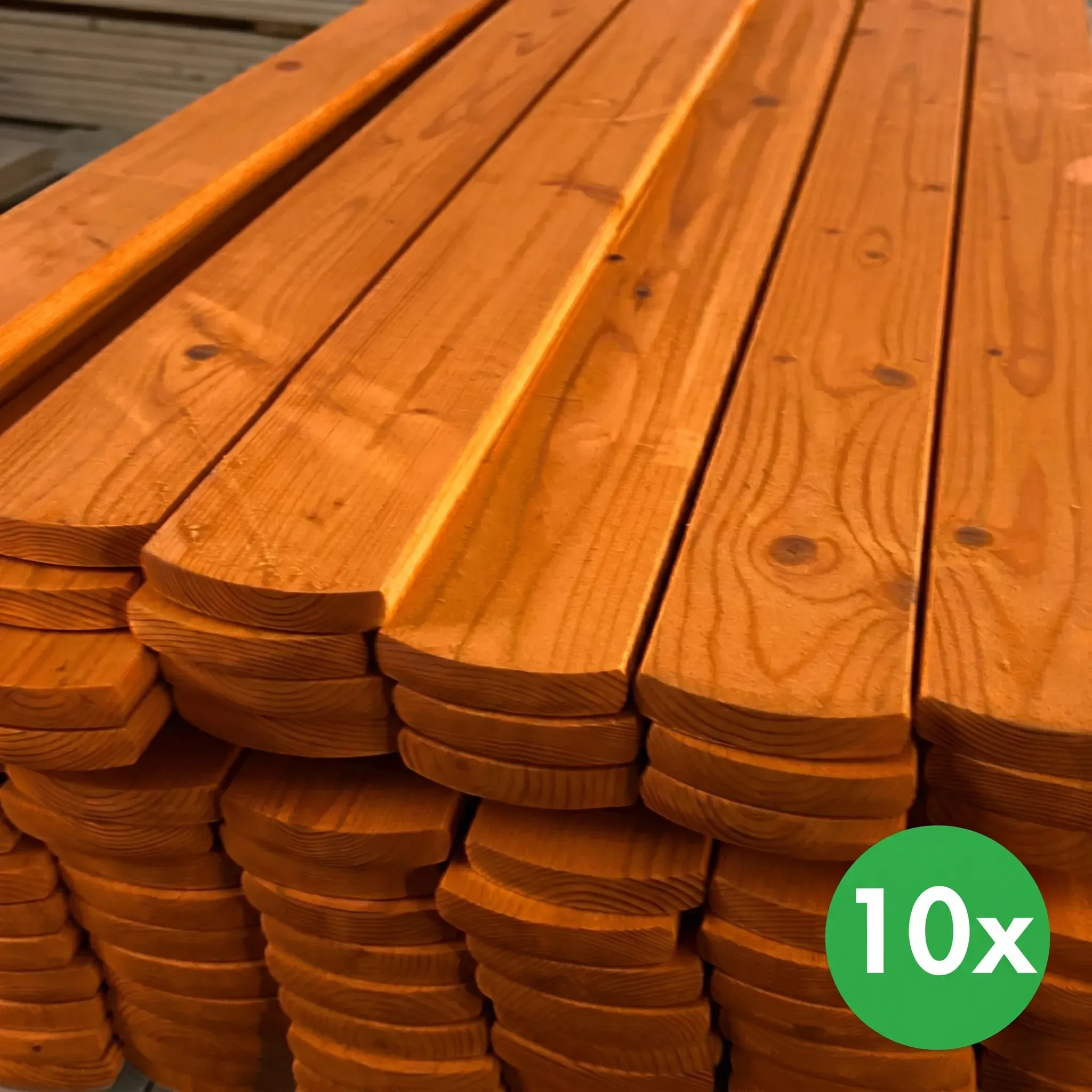 Zaunpfosten, abgerundete, dunkle Lasur, 10 Stück, 20 x 95 x 1200 mm