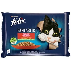 FELIX Fantastisches Hühner- und Rindfleischgelee 4x85g