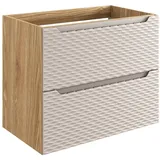 Lomadox Waschtischunterschrank 70cm in Eiche mit beige Oluo-56-beige