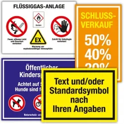 Dreifke® Hinweisschild mit Text,Symbol und/oder Logo nach Angabe,Kunststoff,bis 300x200mm