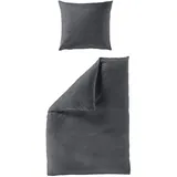 BIERBAUM Chic Uni Unifarben Grau 135 x 200 cm + 2 x 40 x 80 cm